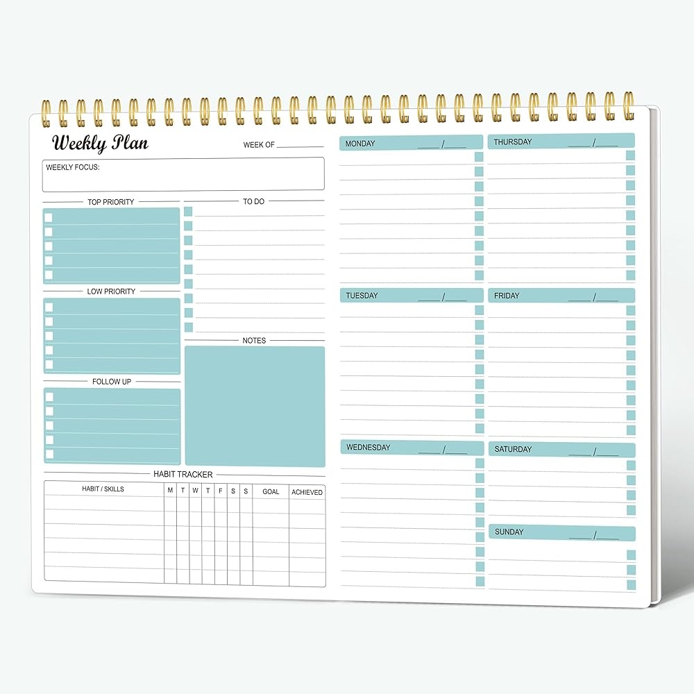 Weekly Planner Notepad Undated Weekly Goals Schedule Planner 