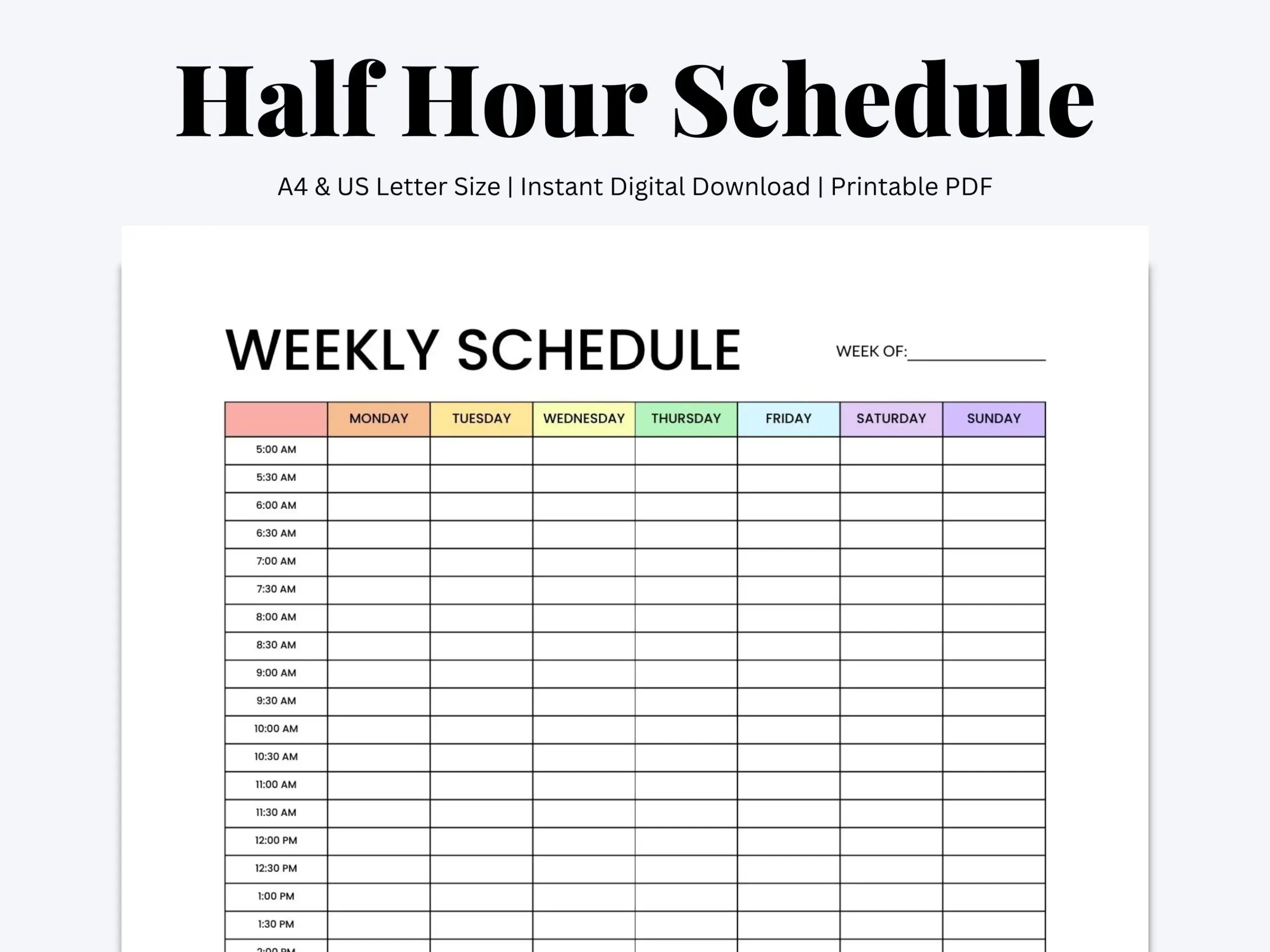 Hour By Hour Calendar Planner