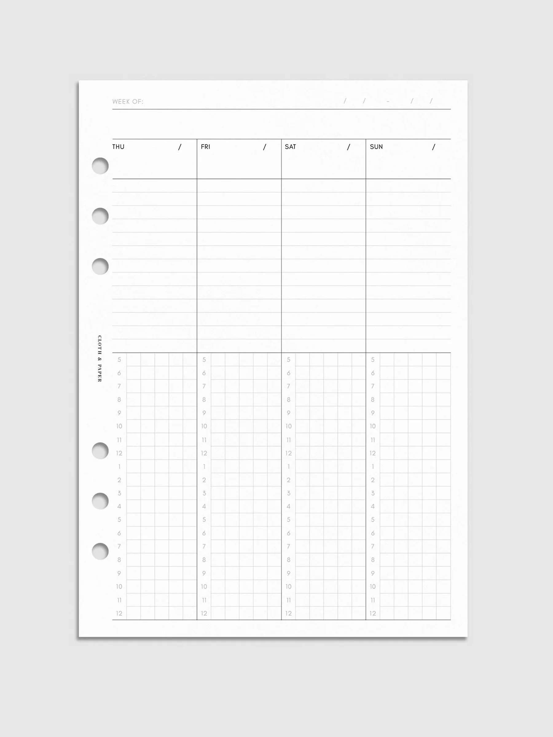 Weekly Schedule Planner Inserts Cloth amp Paper