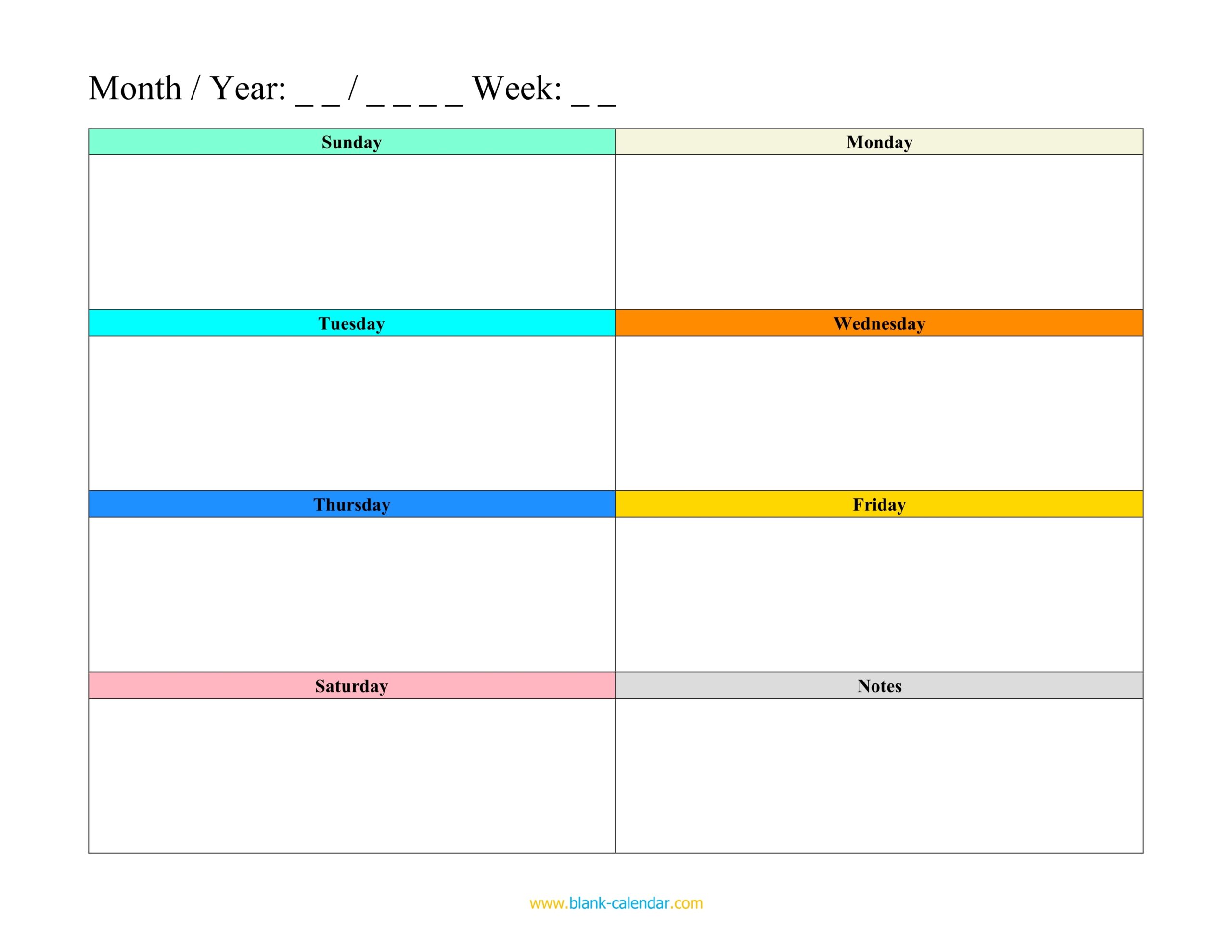 Free Printable Weekly Calendar Templates