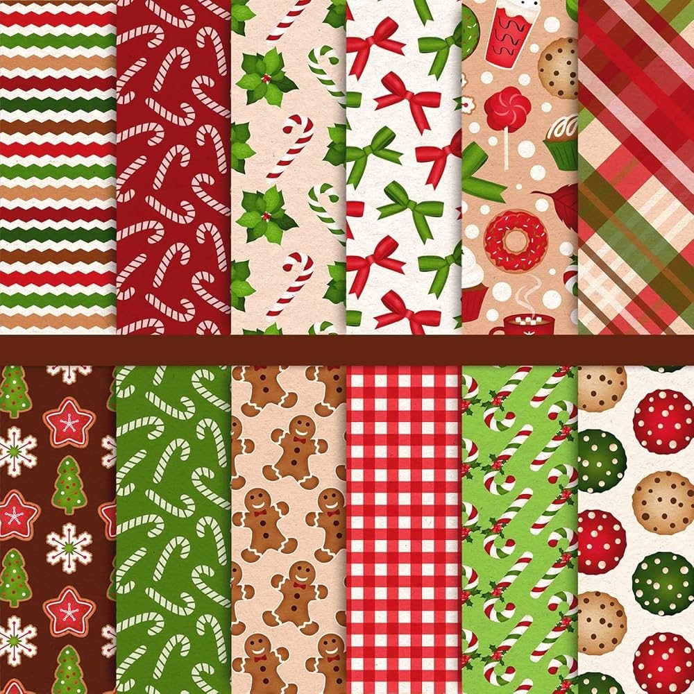 Whaline 24 Pieces Christmas Pattern Paper 30 X 30 Cm Colorful 