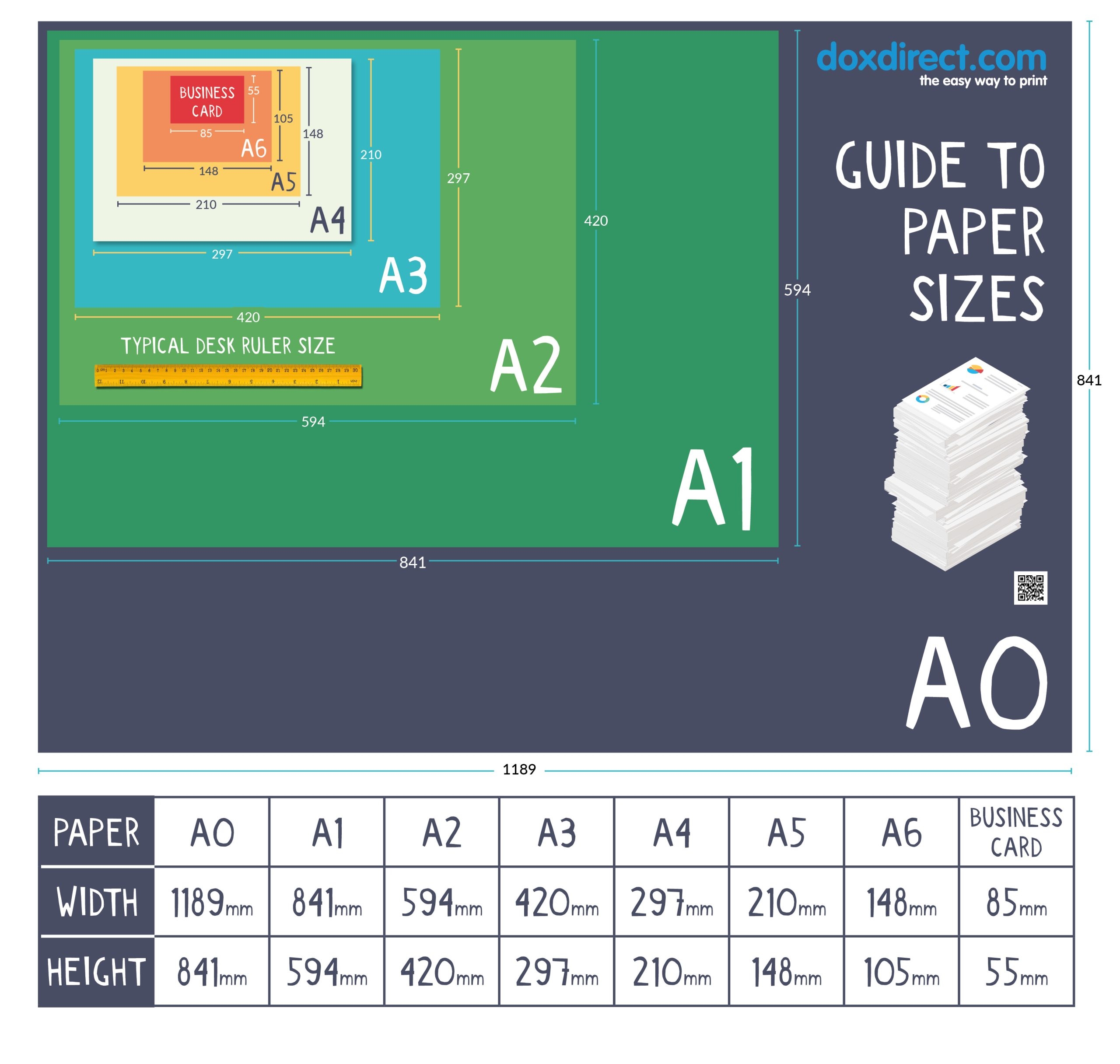 Paper Size Chart Printable