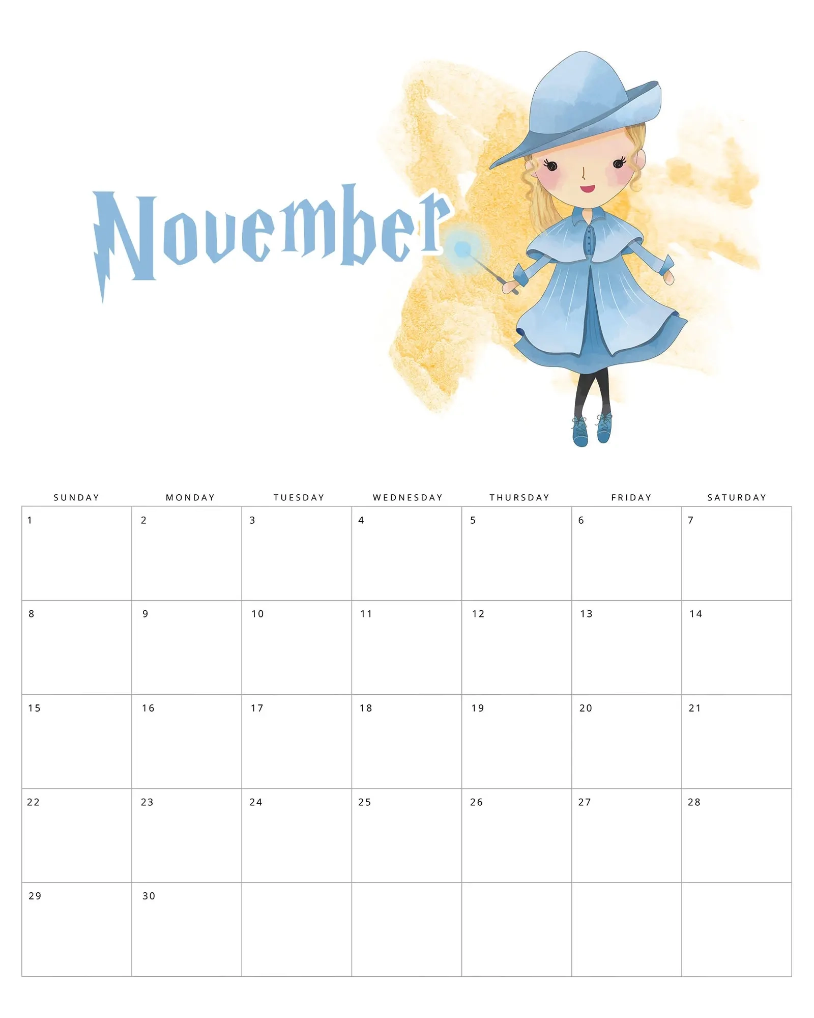 Whimsical Free Printable 2026 Harry Potter Calendar The Cottage 