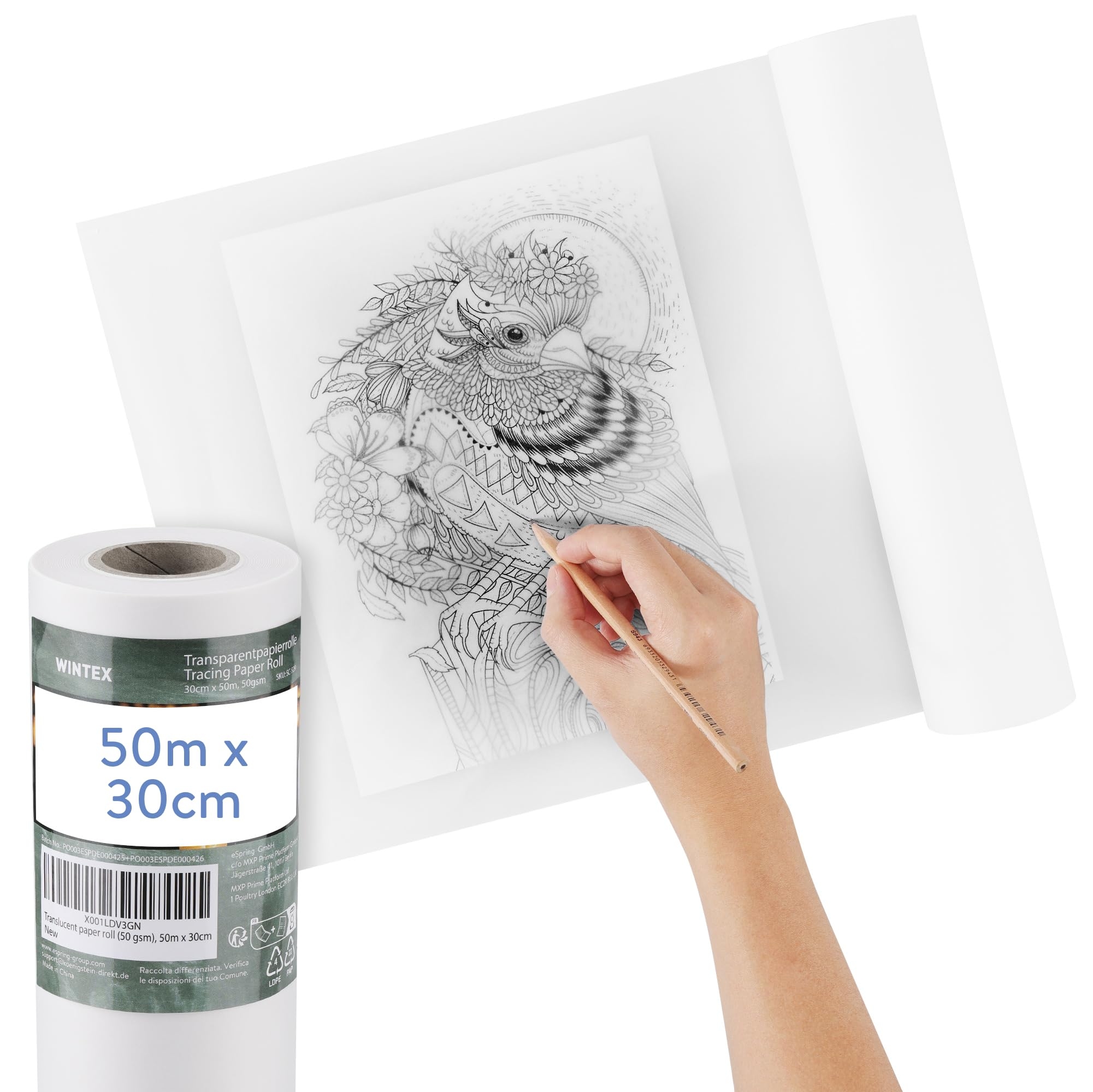 WINTEX Tracing Paper Roll Tracing Paper 50 M X 30 Cm Sewing 