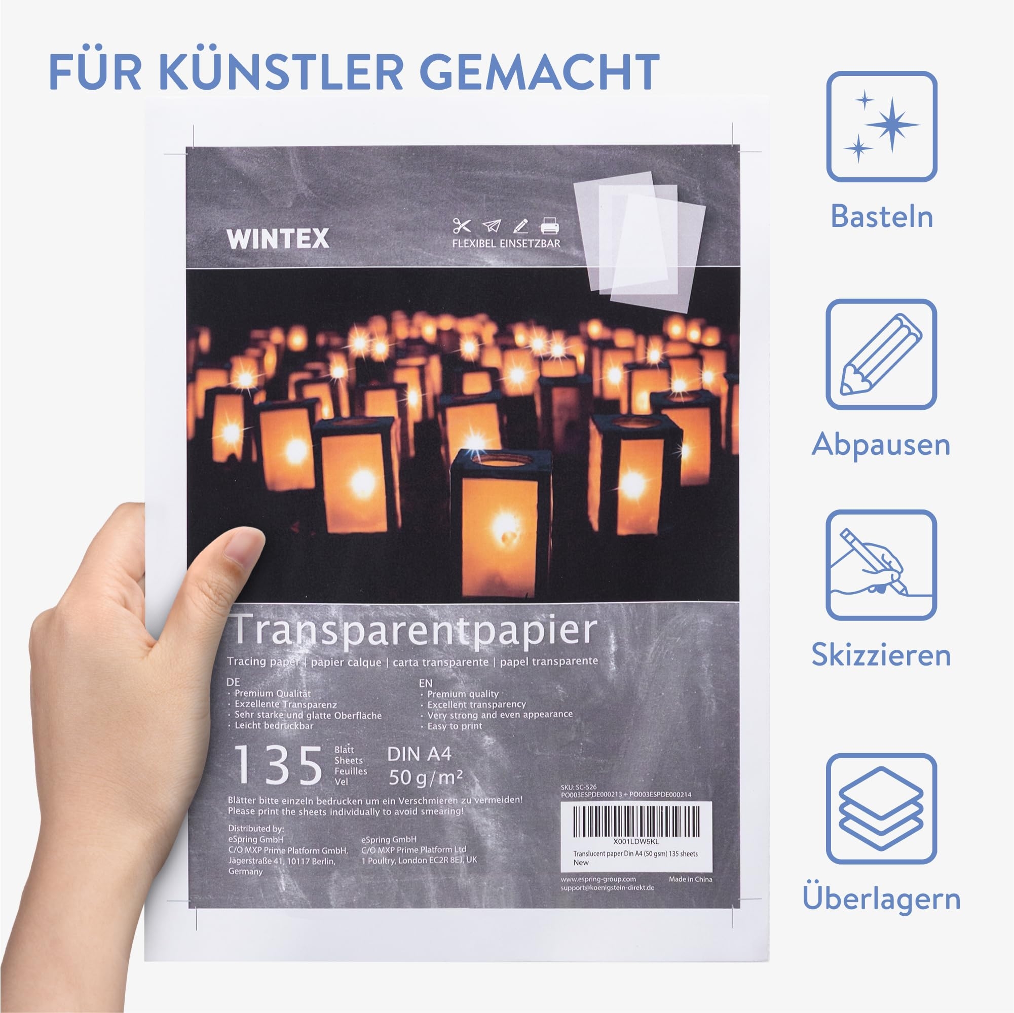 WINTEX Transparentpapier Bedruckbar A4 135 Blatt 50g m Transparentpapier Wei Pergamentpapier Zum Bedrucken Architektenpapier Bedruckbar 