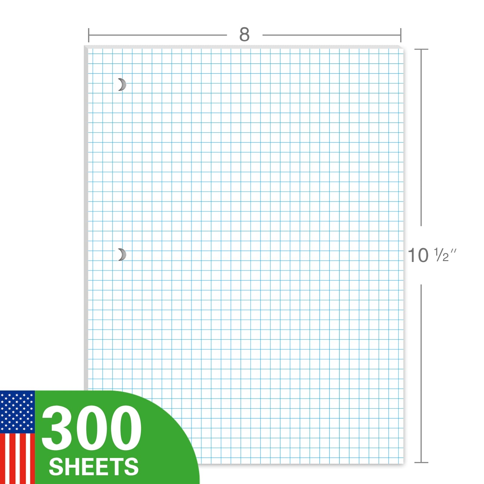 WritePads Graph Paper Loose Leaf Paper Standard 8 x10 1 2 4x4 Quad Ruled Notebook Paper 3 Hole Punched Filler Paper 3 Ring Binder Paper 300 Sheets 