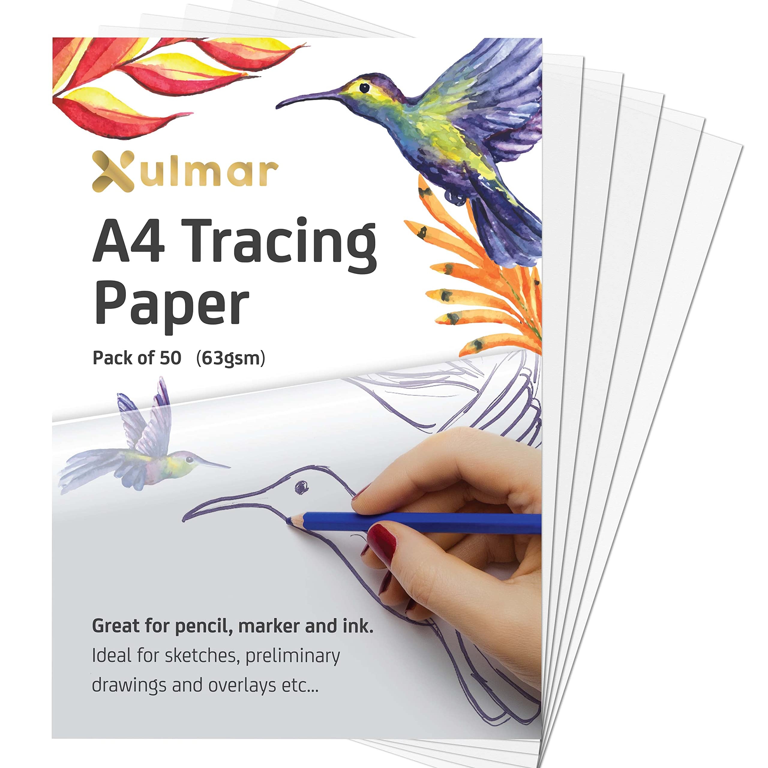 Xulmar Tracing Paper A4 63 GSM Pack Of 50 Sheets Tracing Paper 