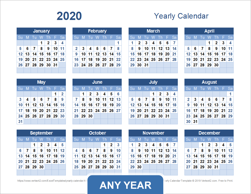 Yearly Calendar Template For 2026 And Beyond