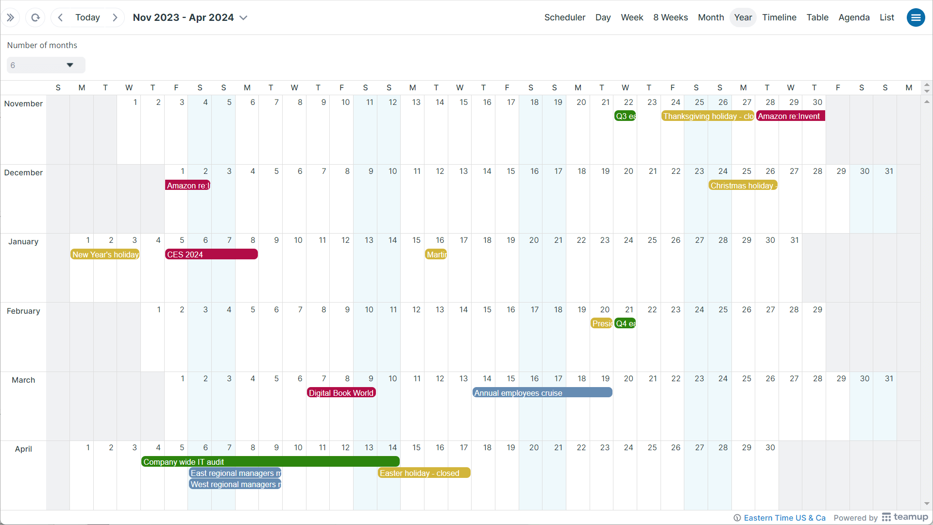 Yearly Planner Calendar Template Teamup