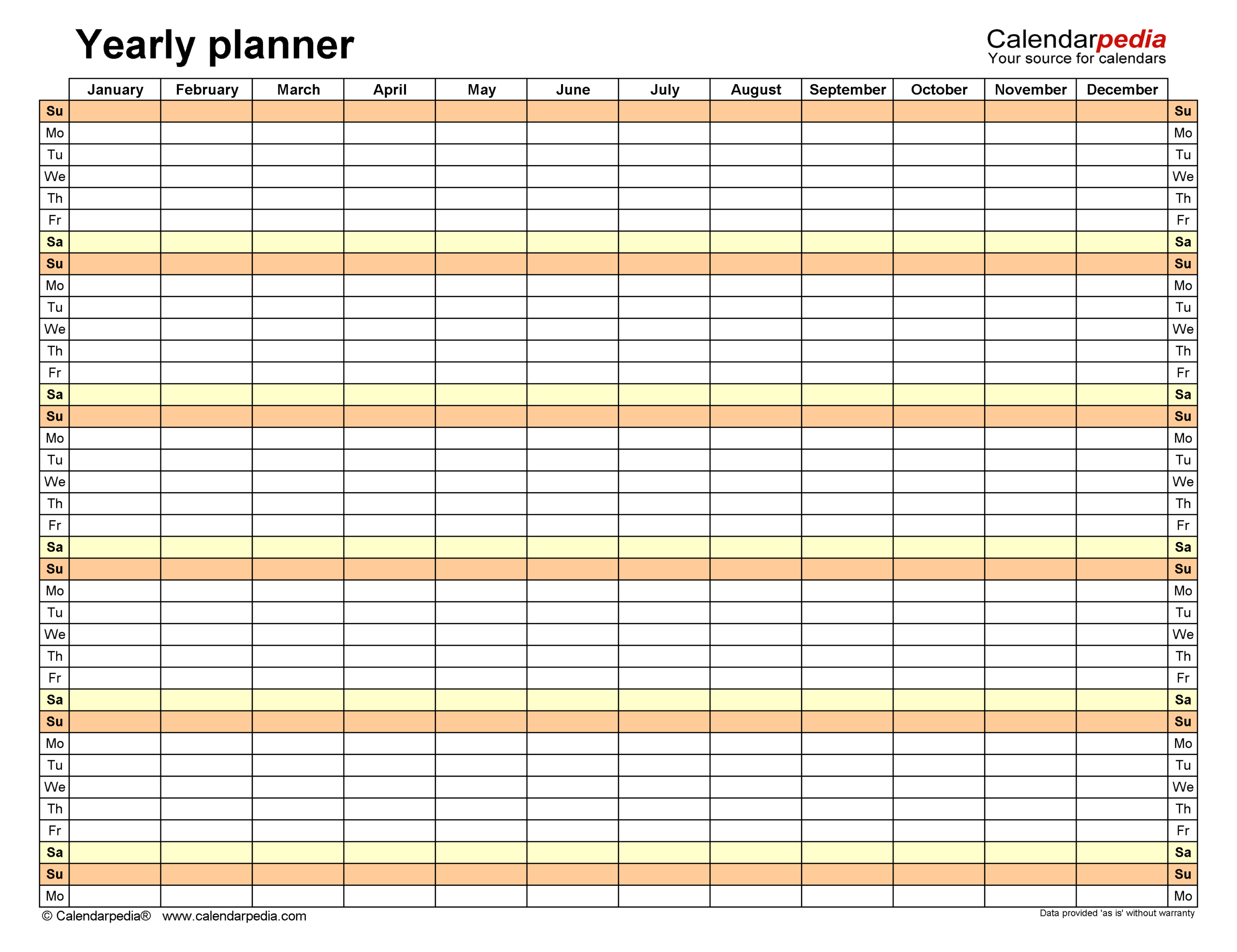Yearly Calendar Planner Template