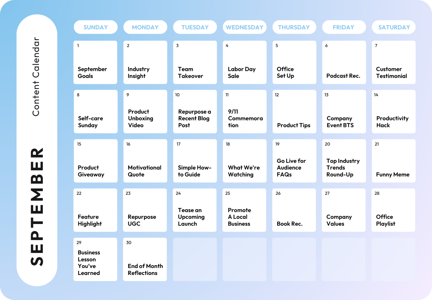 Your September 2024 Social Media Planner Plann By Linktree