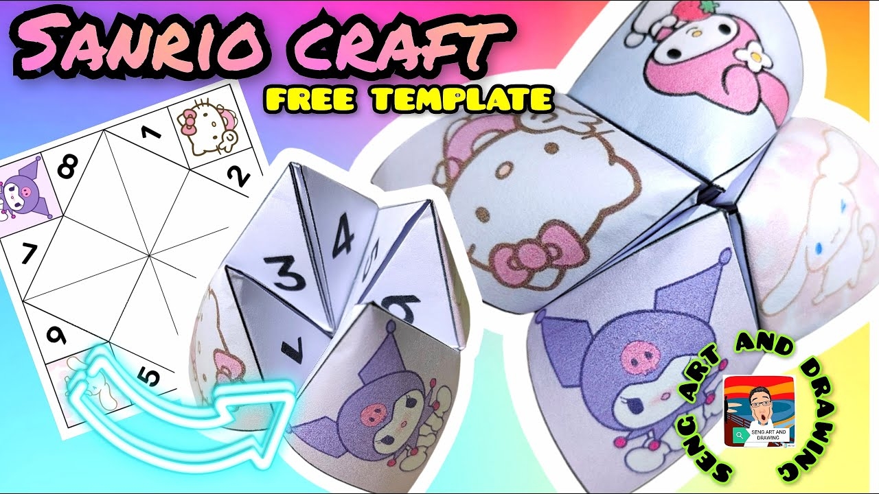 free printable sanrio fortune teller craft template cute sanrio crafts